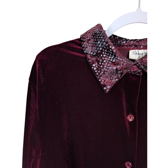 Vintage Susan Graver Shirt Set 1X Dark Red Velvet Blouse & Tank Top NWT - Picture 5 of 16